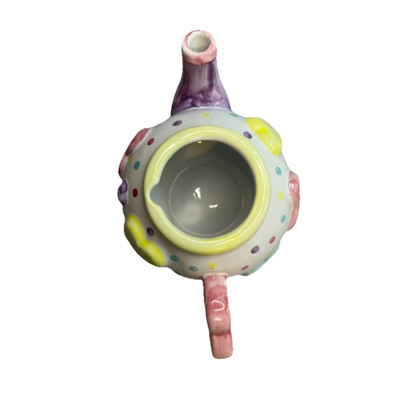 Vintage Bella Casa Teapot By Ganz With Pastel Hearts - Picture 7 of 9